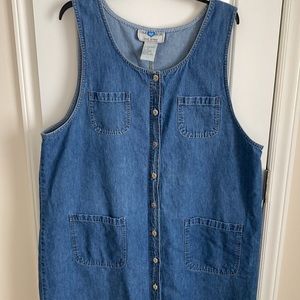 True Blue Denim jean jumper dress long 1X